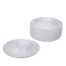 Pakket van 10 plastic eierbekers met basis voor het serveren van