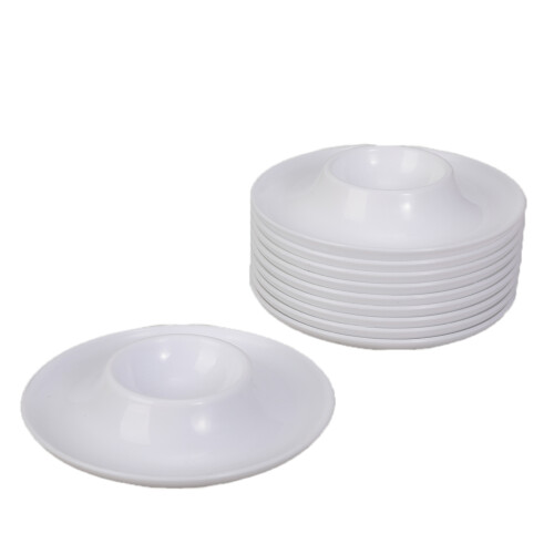 Pakket van 10 plastic eierbekers met basis voor het serveren van