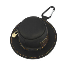 Fashionable Cowhides Keychain Wallet Cowboy Hat Shape-Black