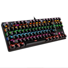 Clavier de jeu mécanique à LED arc-en-ciel, design ergonomique anti-ghosting avec interrupteurs rouges remplaçables à chaud, format compact 87