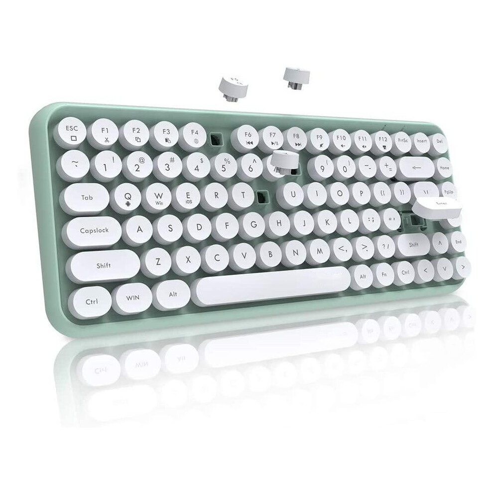 Compact Bluetooth Keyboard With Fashion Retro Typewriter Shape, Cute Round Keycaps For Windows, Ios, Laptops, Pc, Android Smartphones 9486358997376