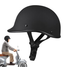 Vintage Matte Black Motorcycle Half Helmet with QuickLock Buckle and MoistureWicking Lining