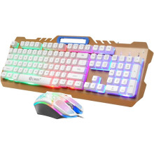 Elegante configurazione da gioco bianca, tastiera da gioco con LED arcobaleno, illuminazione Chroma RGB personalizzabile, design ergonomico per il