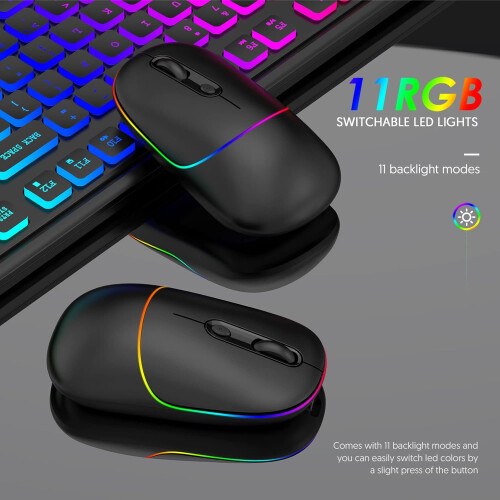 Mouse wireless con batteria ricaricabile e luce LED pulsante per laptop, PC e Mac. 2
