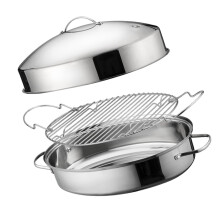 Oval Roasting Pan with Lid and Double Handle Even Heat-41CM