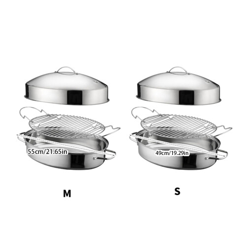 Oval Roasting Pan with Lid and Double Handle Even Heat-41CM 1