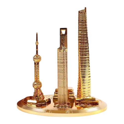 Shanghai Orientals Pearls Tower Architecture Model-Gold 20cm