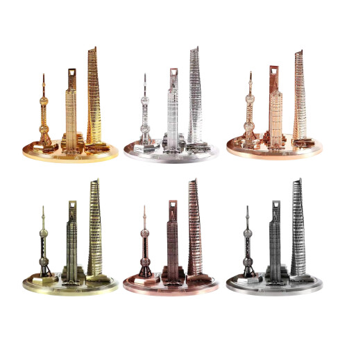 Shanghai Orientals Pearls Tower Architecture Model-Gold 20cm 2