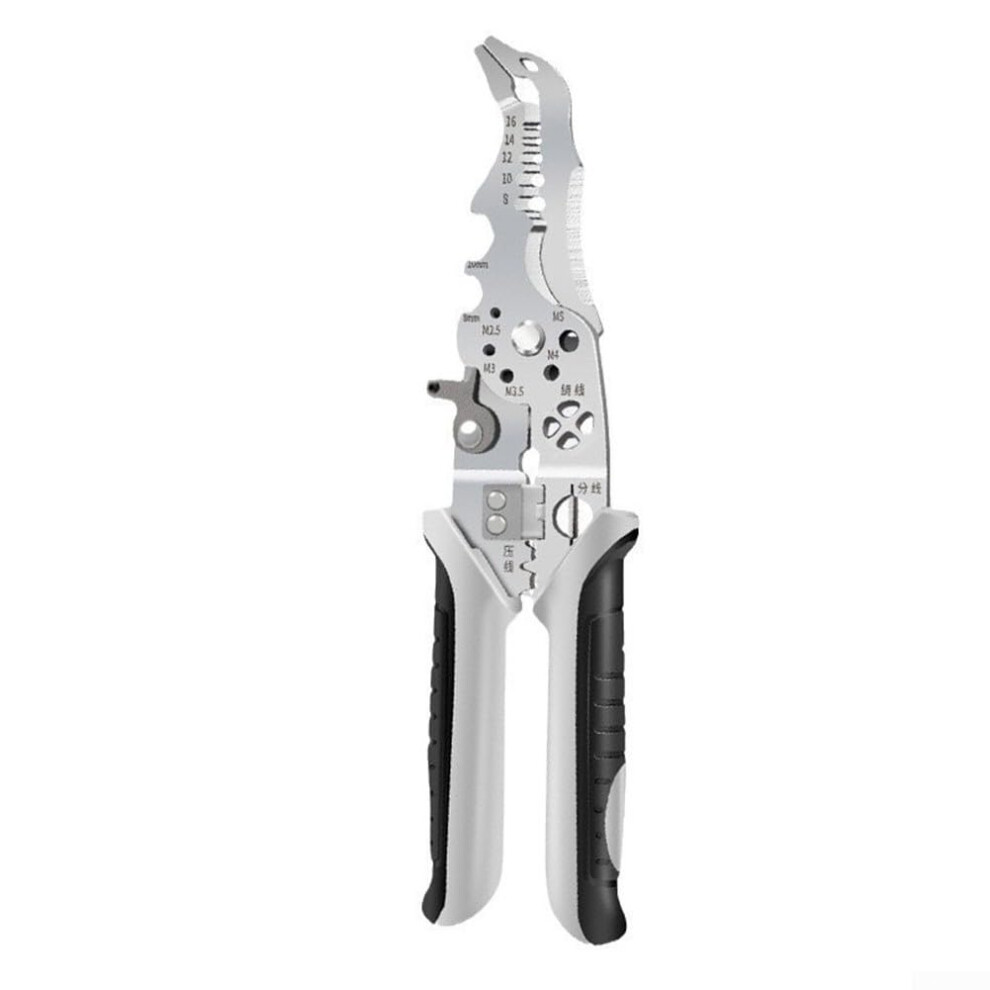 Compact And Elbow Wire Stripping Tool With Keychain Cable Cutter And Crimper For Electricians (A) 9365049199414