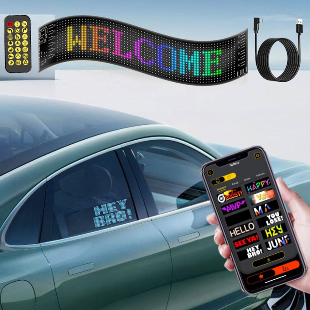 Led Car Sign Bluetooth Programmable Display App Control Rgb Flexible Waterproof 70X173mm Light 9119770920805