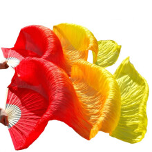 Women Dance Fans Silky Belly Dance Fans Veils Handmade Dancing Silky Fans 1 Pair Left Right As6 230x90cm Real Silk