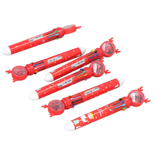 6 Stück Weihnachtskugelschreiber, 10 Farben, 1