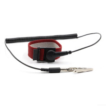 Adjustable Anti Static ESD Wrist Strap With Spiral Cord And Grounding Clip For Electronics Workshop And Factory Use