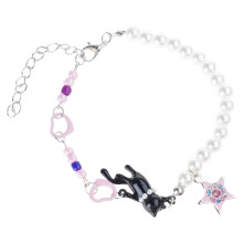 Playful Cats Star Pearls Bracelet Y2K Trend Adjustable Chain
