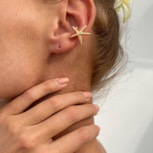 Contemporary Oversized Star Earrings Stylish Metallic Finish 1