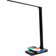 Dimmable Desk Light, Eye-Caring Tech Wireless Charger, USB Charging Port for Home Office, 5 Lighting Modes, 5 Brightness Levels, Touch Control, Auto T