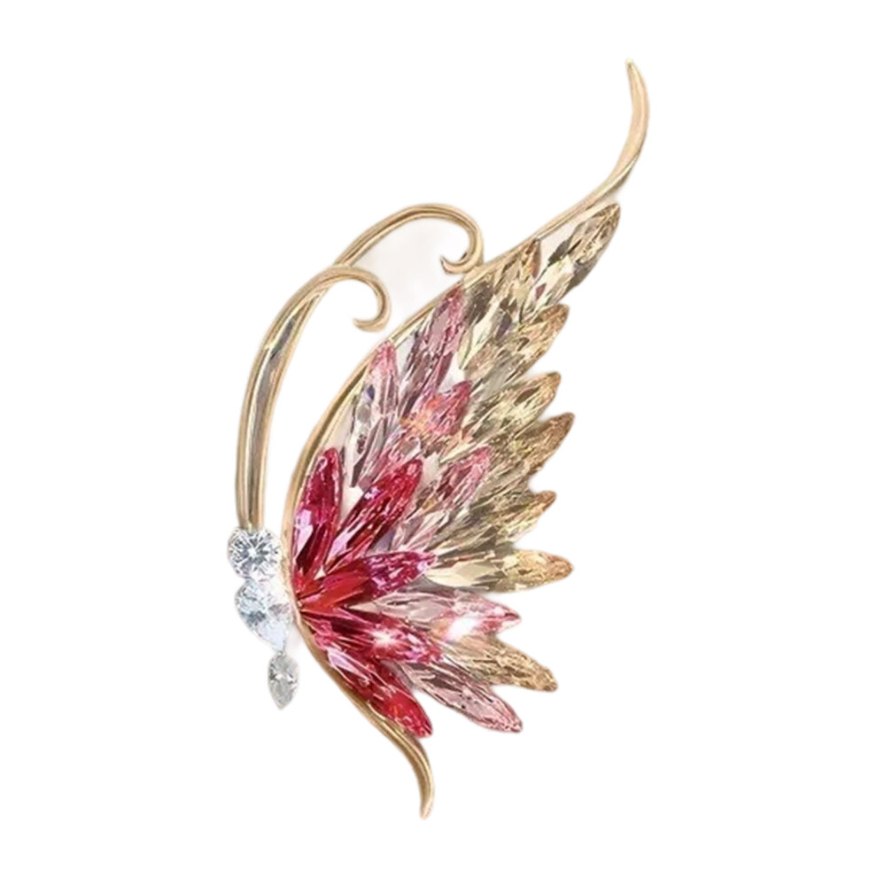 Stylish Crystal Butterfly Pin Premium Alloy Craft Casual-Pink