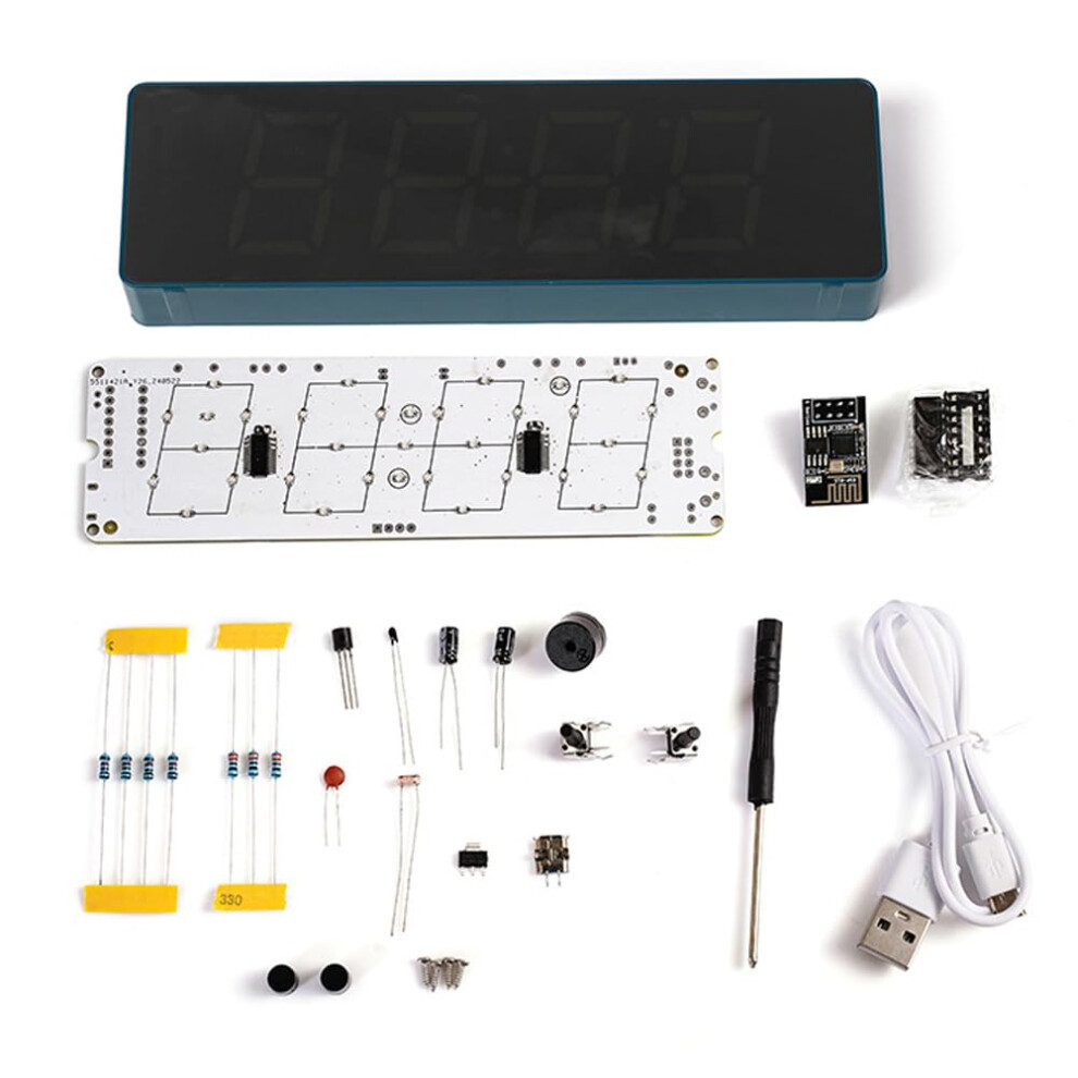Esp8266 Iot Wifi Clock Kit Diy Welding Practice Set With Time Sync Display Blue 9365049201766