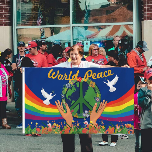 Weltfriedensflagge, Polyester, große Banner, 90 x 2