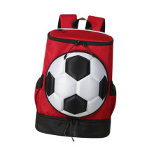 Football Backpack with Separate Ball Holder, Shoe Compartment, Hiking Style, Red and Black Color, Durable Material
