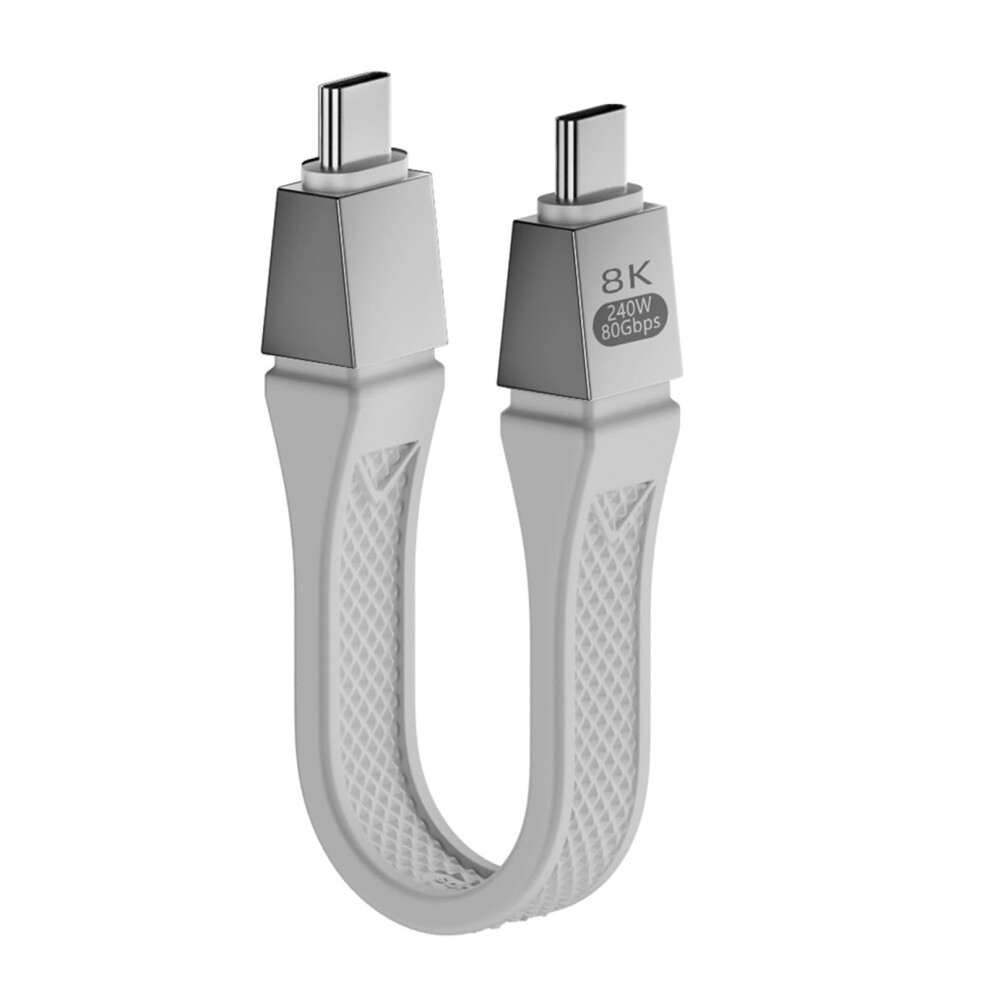 Type C To Type C Flexible Ribbon Cable 240W Power Delivery Charging 80Gbps Data Transmission 8K Displayport White 9119770922984