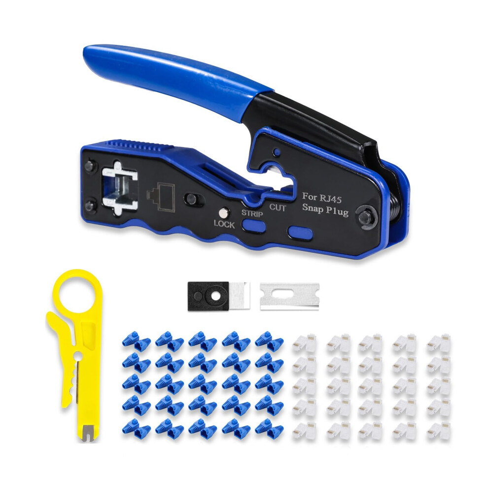 Allinone Rj45 Crimp Tool Kit For Cat5e Cat6 Cat6a, With 50Pcs Connectors 9365049202800