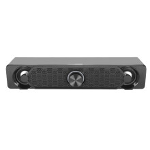 Altavoz de escritorio con alimentación USB, elegante altavoz de diseño delgado para ordenador, monitor de juegos de escritorio, negro con luces LED