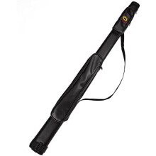 Pool Cue Case Billiard Stick Carry Bag Leather Adjustable Strap 2 Holes Black 114cm