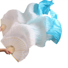 Silky Belly Dance Fan Dance Rayon Veils Dancing Long Folding Fans 1pc Left Hand1pc Right Hand Fs33 180x90cm Real Silk