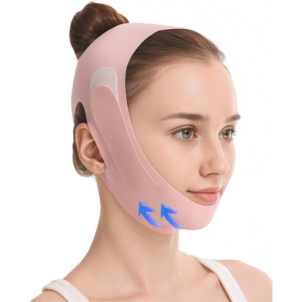 2Pcs Chin Strap for Sleeping and Double Chin Reducer, Adjustable VLine Lift Mask for Women