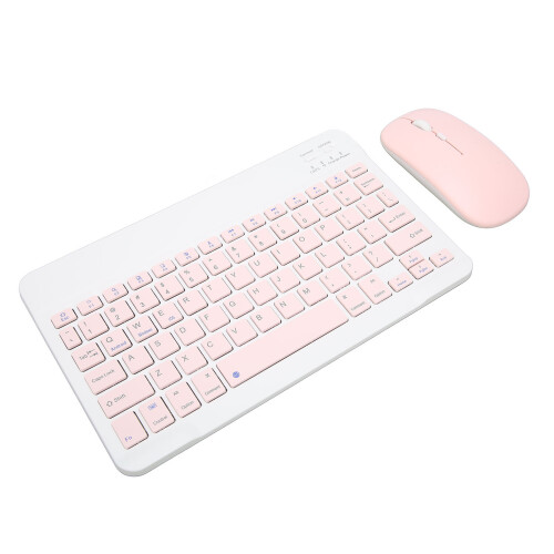 Set tastiera e mouse Bluetooth compatto, sottile, ricaricabile, ergonomico e wireless per dispositivi iOS, Android e Windows, con digitazione 1