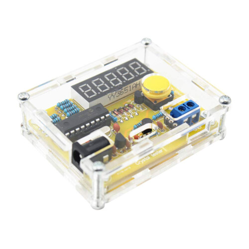 1Hz50MHz Frequency Counter Module, Replacement Crystal Oscillator Tester Module DIY Kit with Yellow Case