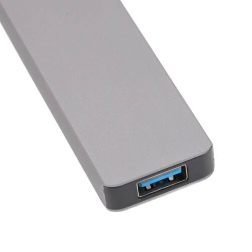 Hub USB-C 7-en-1 - 1 Port USB 3.0 (5Gbps) + 6 Ports USB 2.0 - Compatible MacBook, PC - Plug & Play, Aluminium Gris - Extension De Ports Pour Souris, Clavier, Disque Dur...