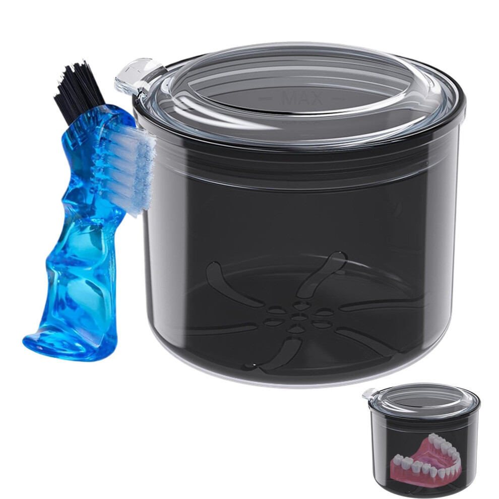 Denture Holder, Travel Denture Cleaning Case, Strainer Basket, Denture Cup, Teeth Aligner Case