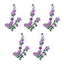 5Pieces Embroidery Flower Applique Iron on Fabric-Purple