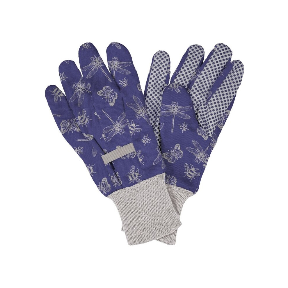 Westland Kent & Stowe Cotton Gloves Ladies Medium Flutterbug Print Purple