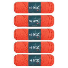 Pack Of 5 Wool Yarn Soft Crochet Yarn Hand Knitting-Orange Red