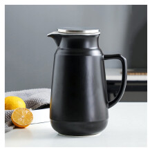 Large Capacity Ceramic Water Pitcher with Lid and Handle for Iced Tea, Home and Restaurant, Black