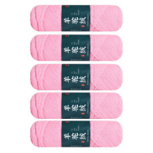 5Pieces Wool Yarn Fine Fibers Soft Crochet Yarn For-Pink