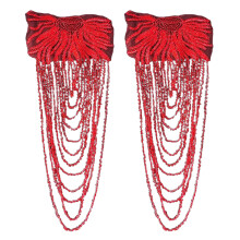 Kralenrand voor kleding Schouderdecoratie Polyester-Rood