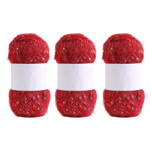 3 Rolls Comfortable Crochet Thread Rainbow Color Dot-Bright Red