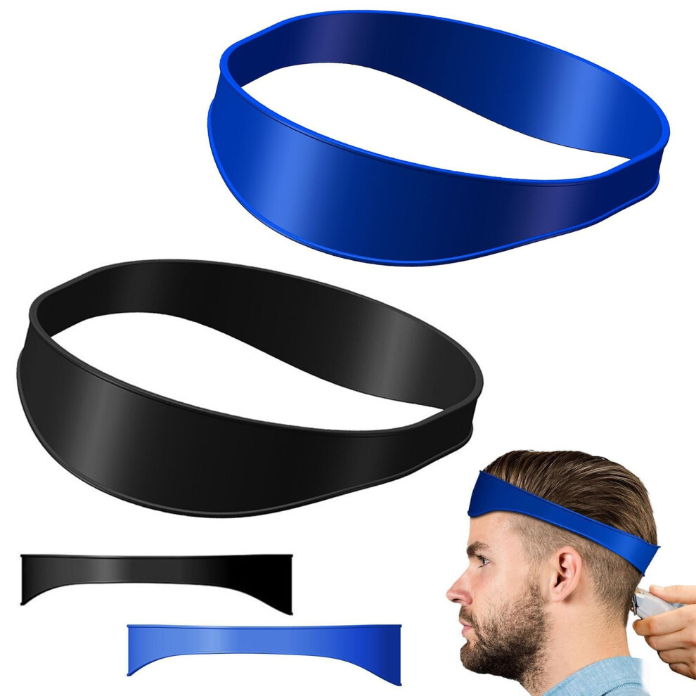2pcs Silicone Haircut Band Barber Hair Cutting Neckline Shaving Template Flexible Curved DIY Self Haircutting Tool Hair Trimming Guide for Man