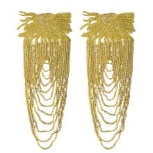 Decoratieve franje met pailletten en kralen voor-Goud