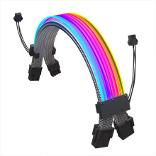 RGB Extension Cable, 8 Pin Dual Head 300mm Colorful PC Motherboard Power Supply Cable with Wide Compatibility for Computer Case, Power Supply