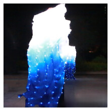 Belly Dance Fan Silk Veil with Blue and White Lights (Right hand180x90cm)