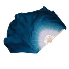 Hand Fan Folk Portable Chinese Traditional Extended Veil Folding Fan, Silk DoubleSided Extended Veil Classical Dance Hand Fan(LStyle B)