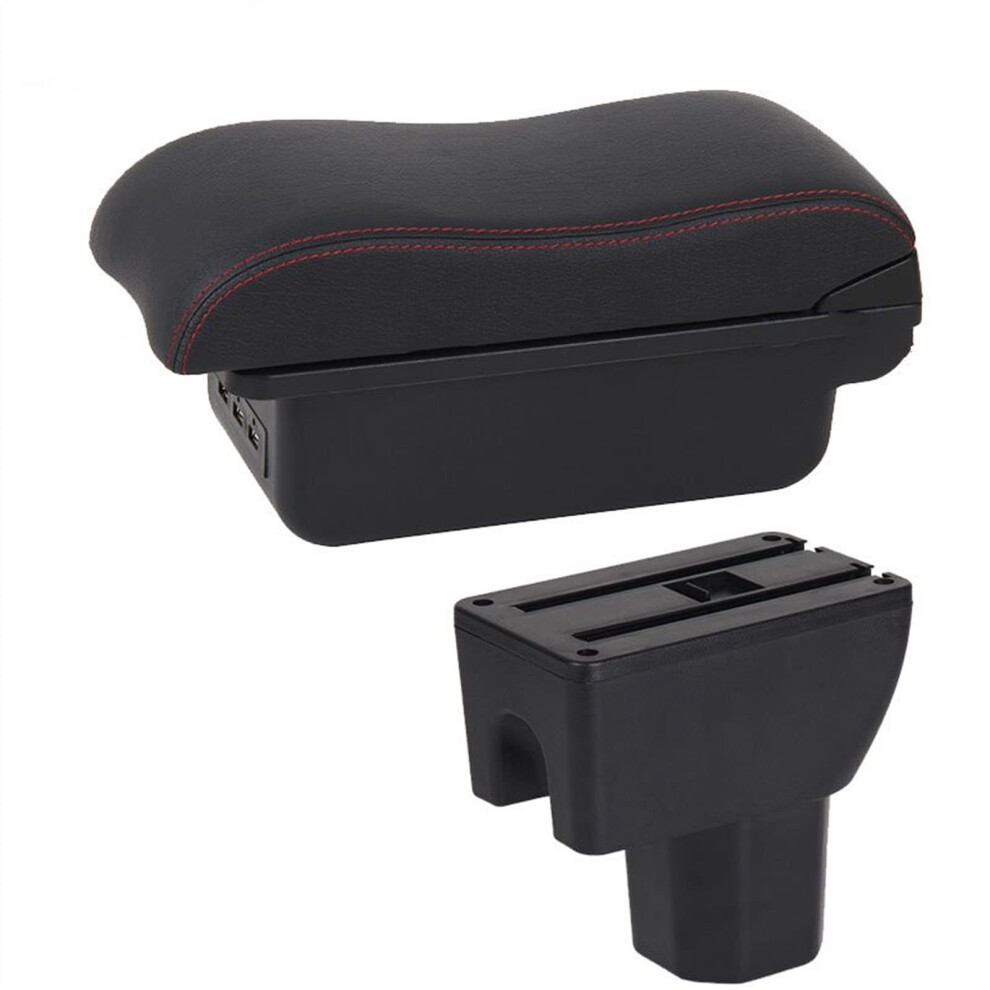 Car Storage Box For Suzuki Ignis Armrest Retrofit Parts Interior Storage Box(B1 3Usb) Black/Red 9365049207270