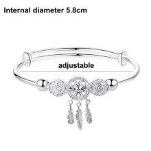 Dream Catcher Design Adjustable Charm Bracelet, Handmade Dainty Wristband with Hypoallergenic Silver Plating, Lightweight Easy to Wear Chic Jewelry