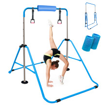 Gymnastics Bar Folding Horizontal Bar with Rings/Pad/Wristband(Blue)
