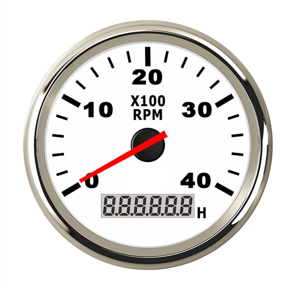 Tachometer 85Mm Boat Car Tachometer, Auto Motor Tachometer Gasoline Engine 09990 Rpm 12V 24V Gauge Red/Light 9119770928733